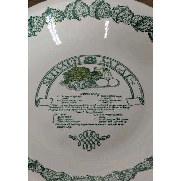 Vintage Garden Classics Spinach Salad Recipe Serving Bowl 1980s Royal China USA - Picture 2 of 10